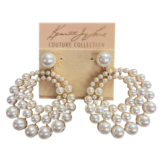 Gold with Pearl Cluster Drop Earring