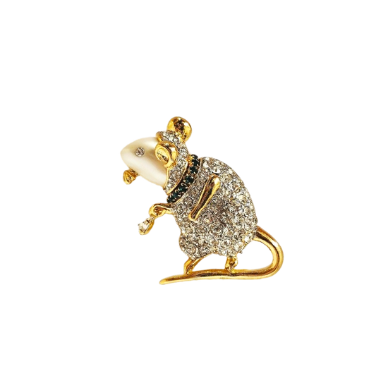 Gold with Crystal Emerald Pearl Mouse Pin