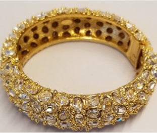 Gold Crystal Hinged Bracelet