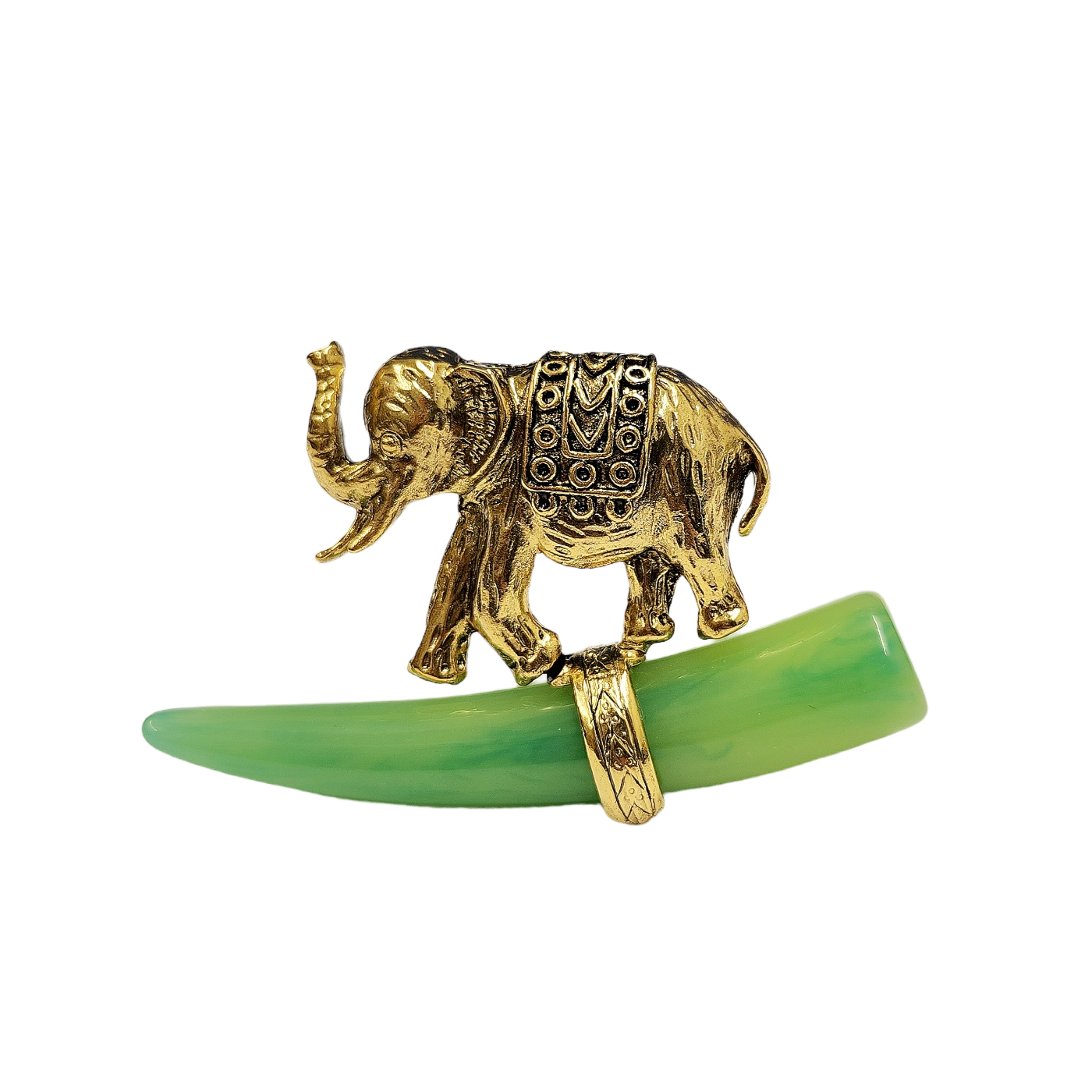 Elephant with Jade Tusk Pin