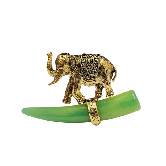 Elephant with Jade Tusk Pin