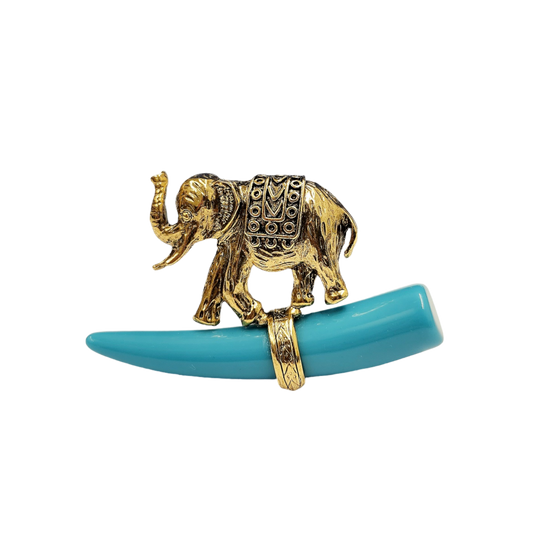 Elephant with Turquoise Tusk Pin