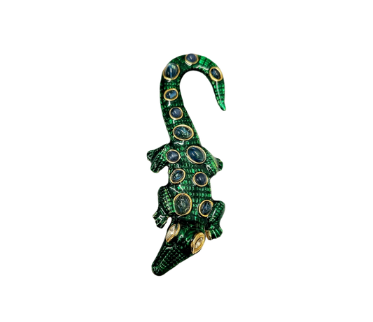 Transparent Green with Flaw Sapphire cabs alligator pin