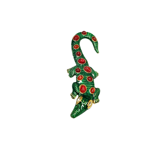 Transparent Green with Flaw Ruby Alligator Pin