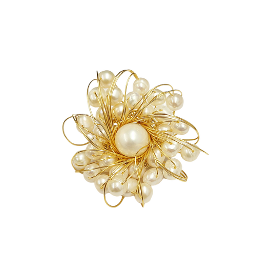 Gold Cluster Pearl Flower Pin