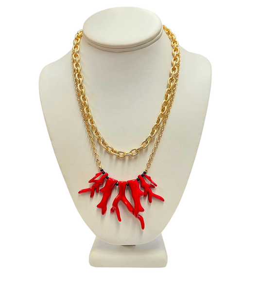 Red Coral Branch Necklace