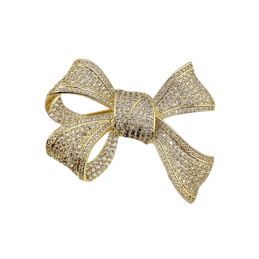 Gold with Rhinestone Bow Pin