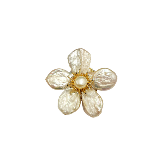 2" x 1" Gold Pearl Flower Pin