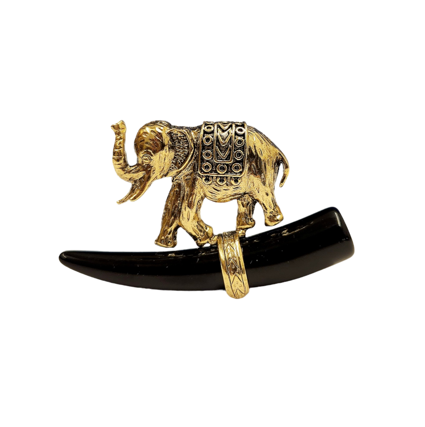 Elephant with Black Tusk Pin