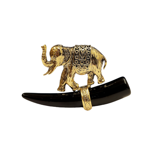 Elephant with Black Tusk Pin