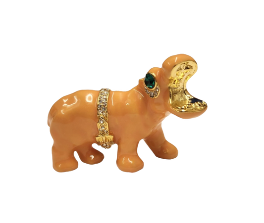 Coral Enamel Hippo Pin