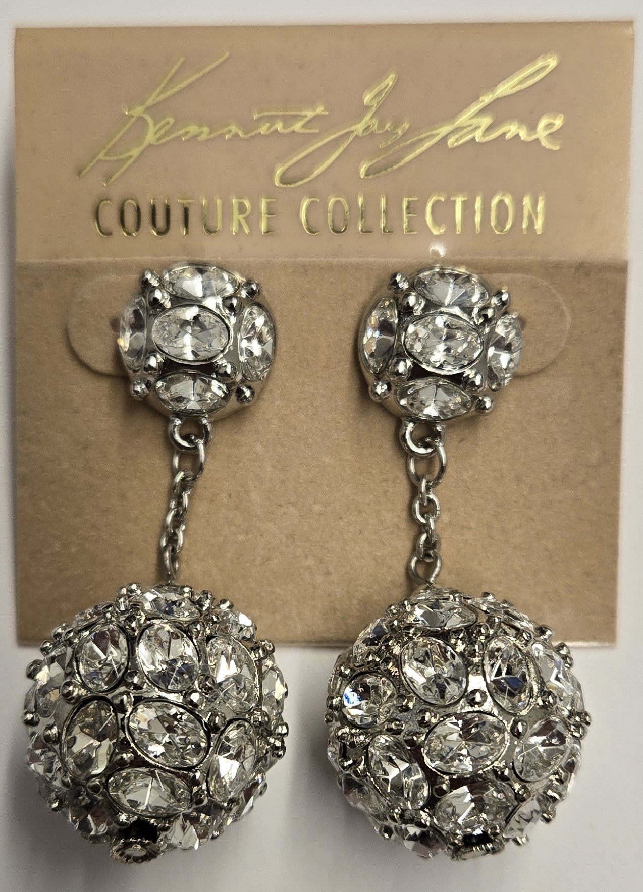 Silver Crystal Ball Earring Pierced