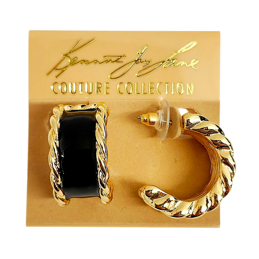 Black Enamel Hoop Earring