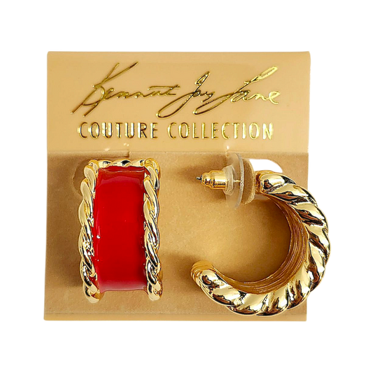 Red Enamel Hoop Ear