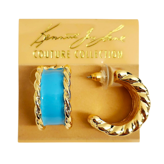 Turquoise Enamel Hoop Earring