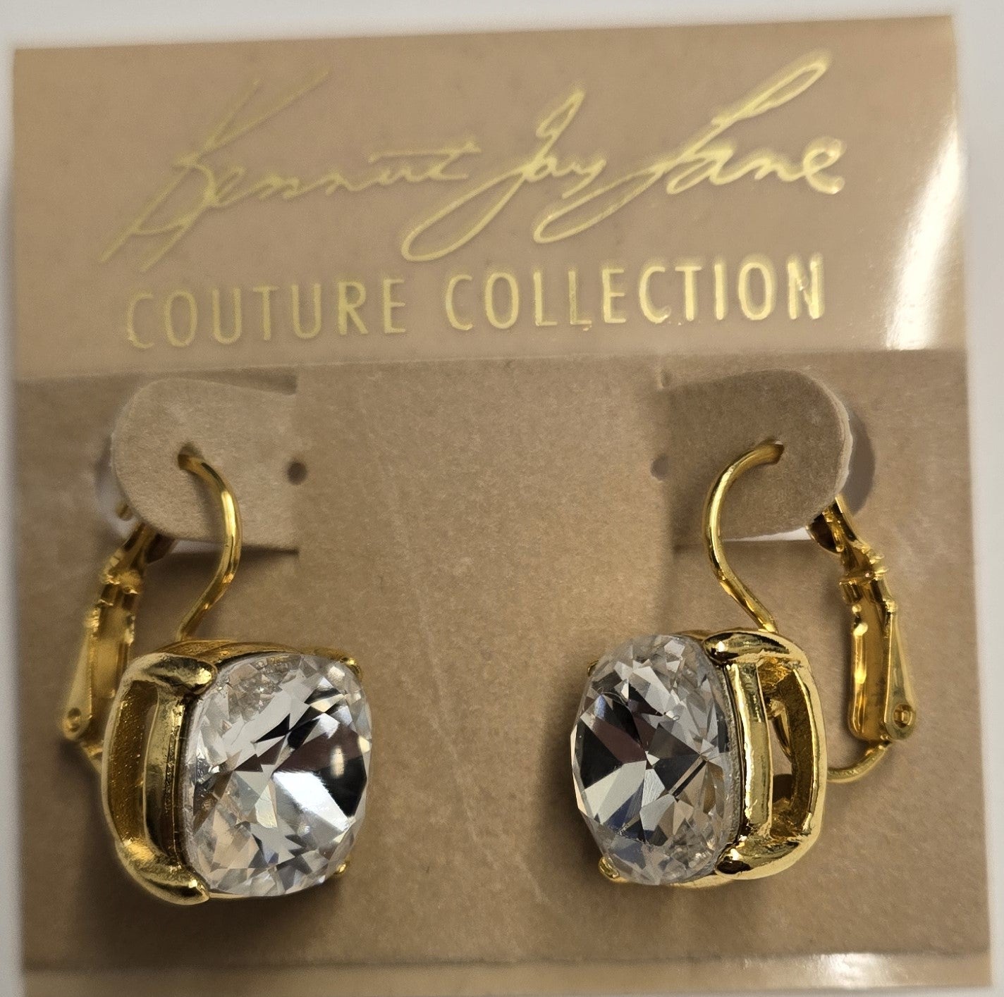 Gold Eurowire Stone Earring