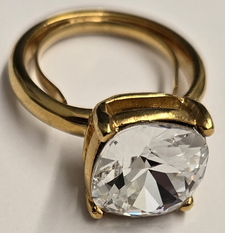 Gold with Crystal Square Stone Ring