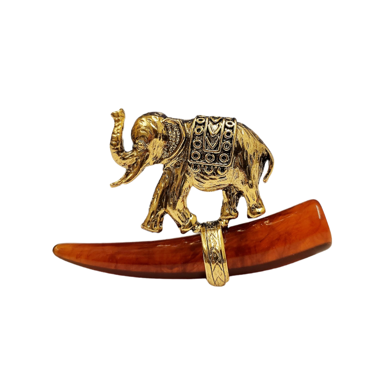 Elephant with Tortoise Tusk Pin