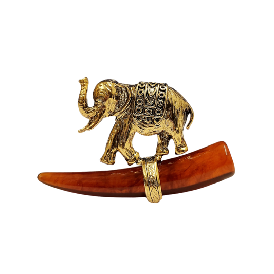 Elephant with Tortoise Tusk Pin