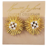 Pierced Gold and Rhinestone Earring with Pearl Center