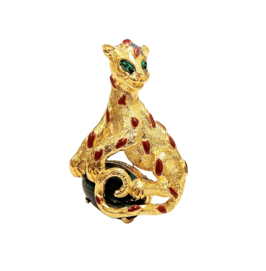 Flaw Emerald Panther Pin