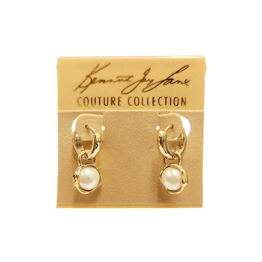 Gold with Pearl Hoop Earring