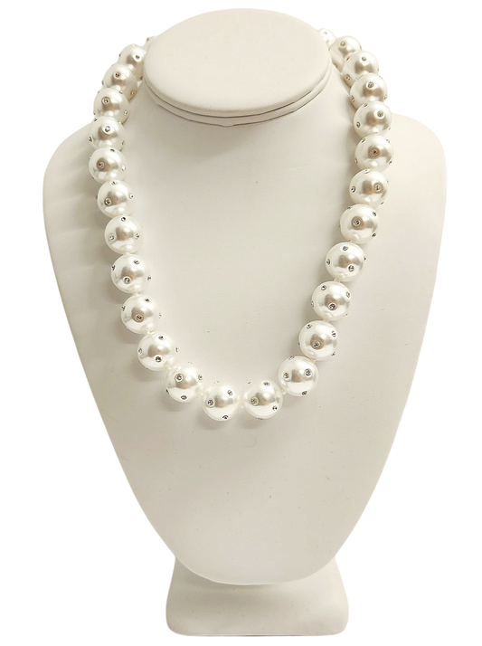 Pearl and Crystal Dot Necklace