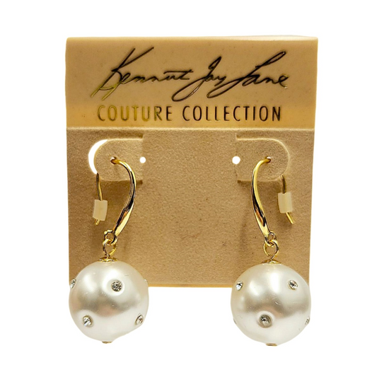 Pearl and Crystal Gold Hook Earring