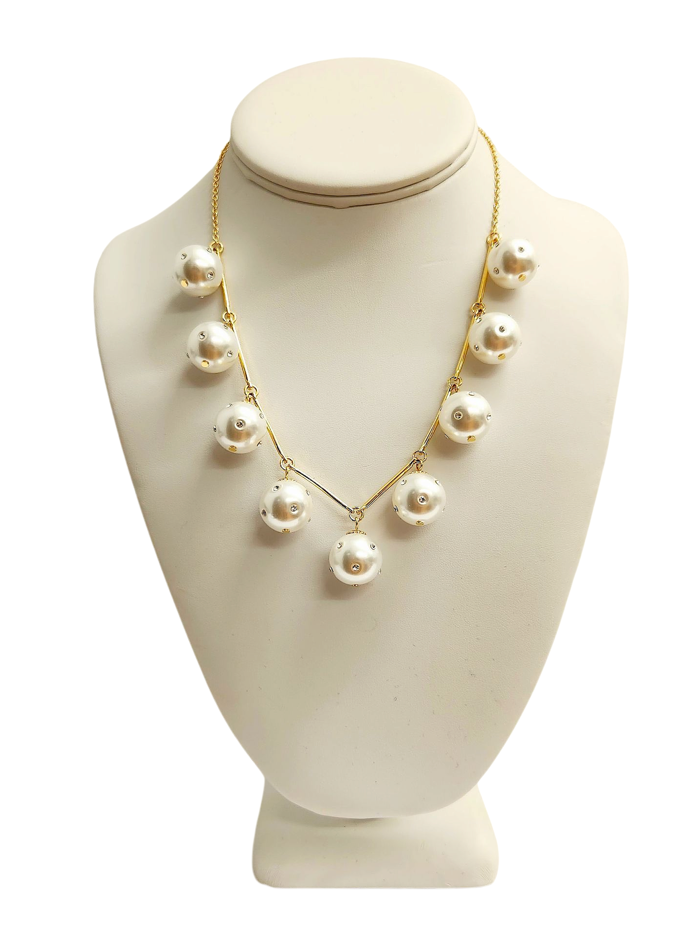 Pearl with Crystal Ball Drops Necklace