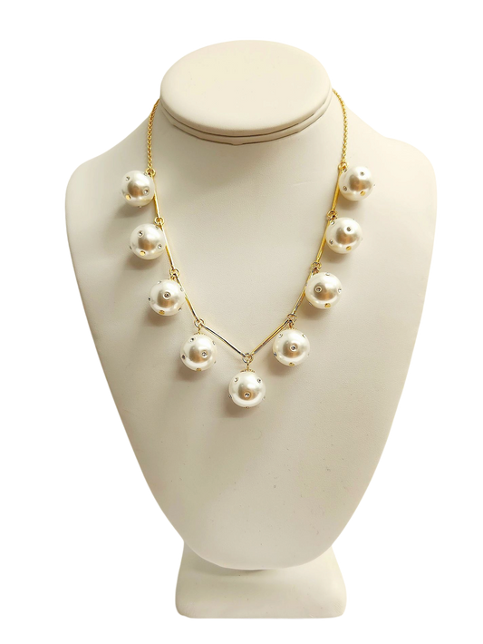 Pearl with Crystal Ball Drops Necklace