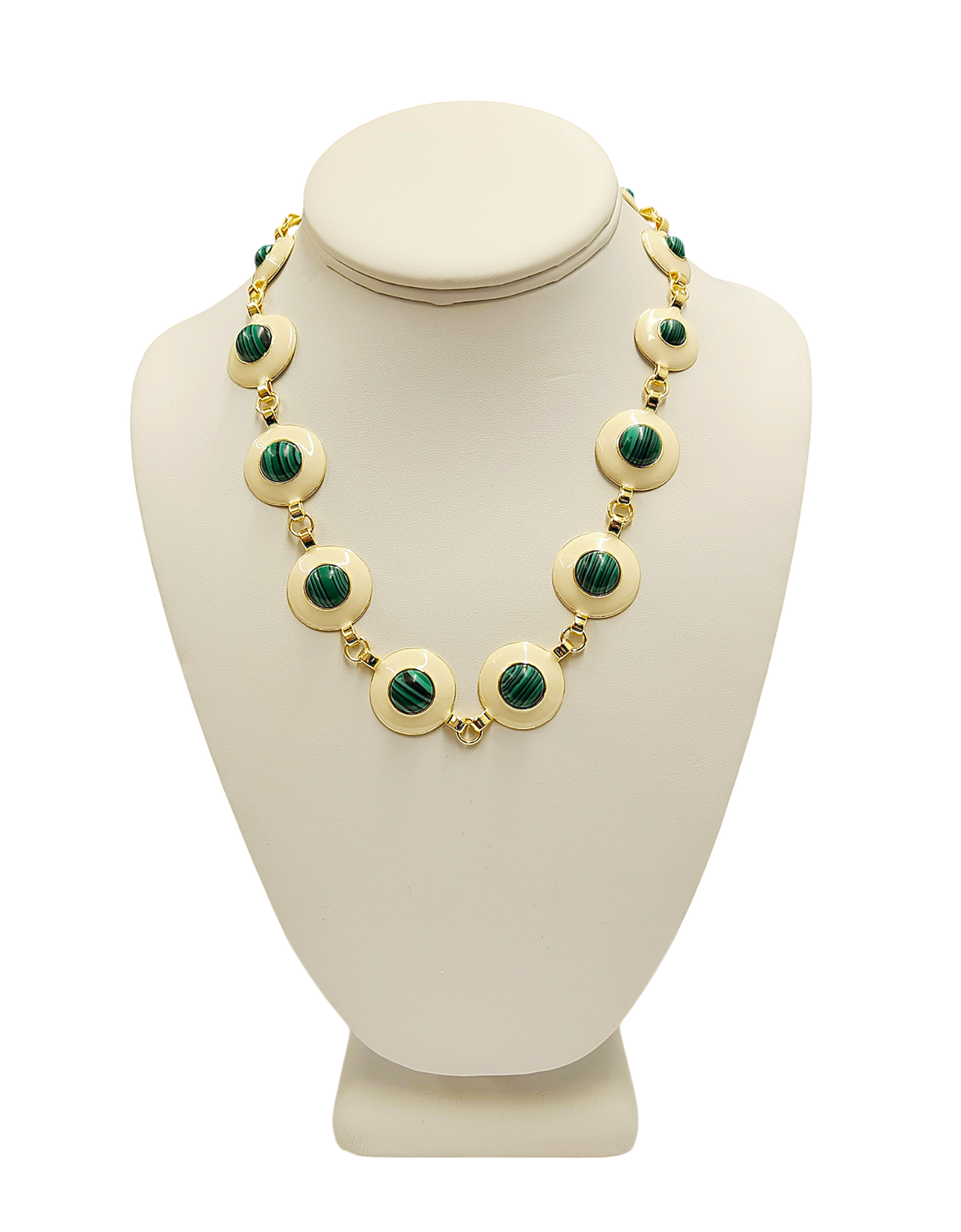 Ivory Enamel with Malachite Necklace