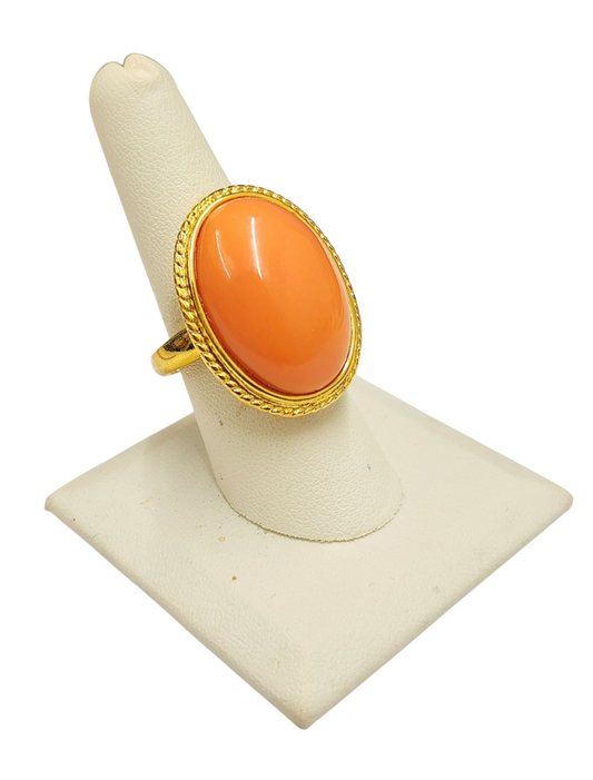 Coral Center Oval Ring