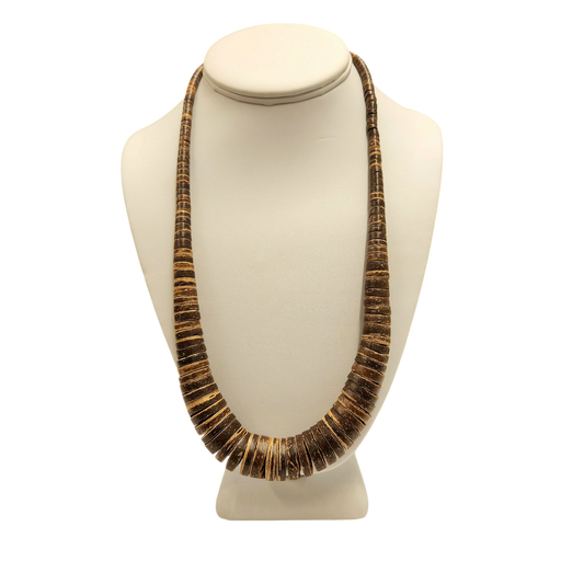 Disc Brown Wood Necklace