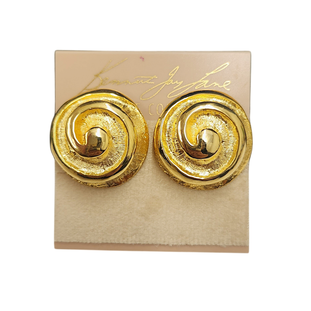 Gold Swirl Button Earring