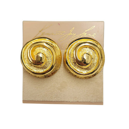 Gold Swirl Button Earring