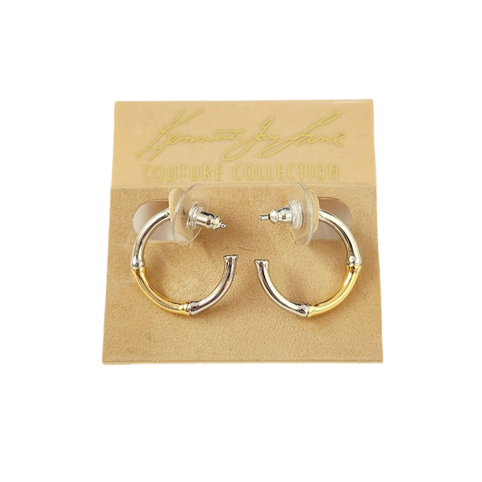 Two-Tone Bamboo Hoop Earring