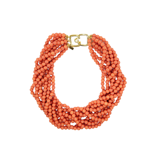 17" 8 Row Coral Bead Necklace