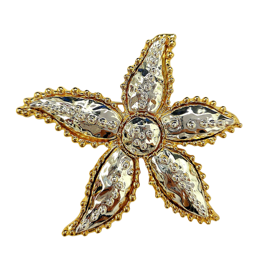 Silver and Gold Starfish Pin