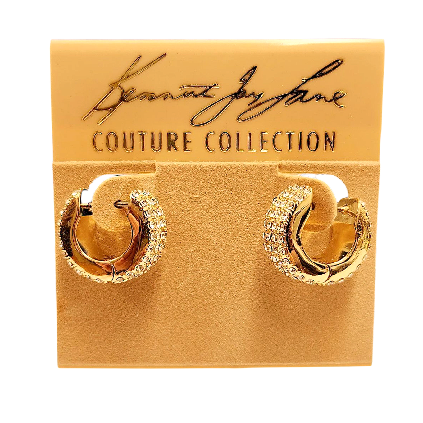 Gold with Crystal Huggie Earring