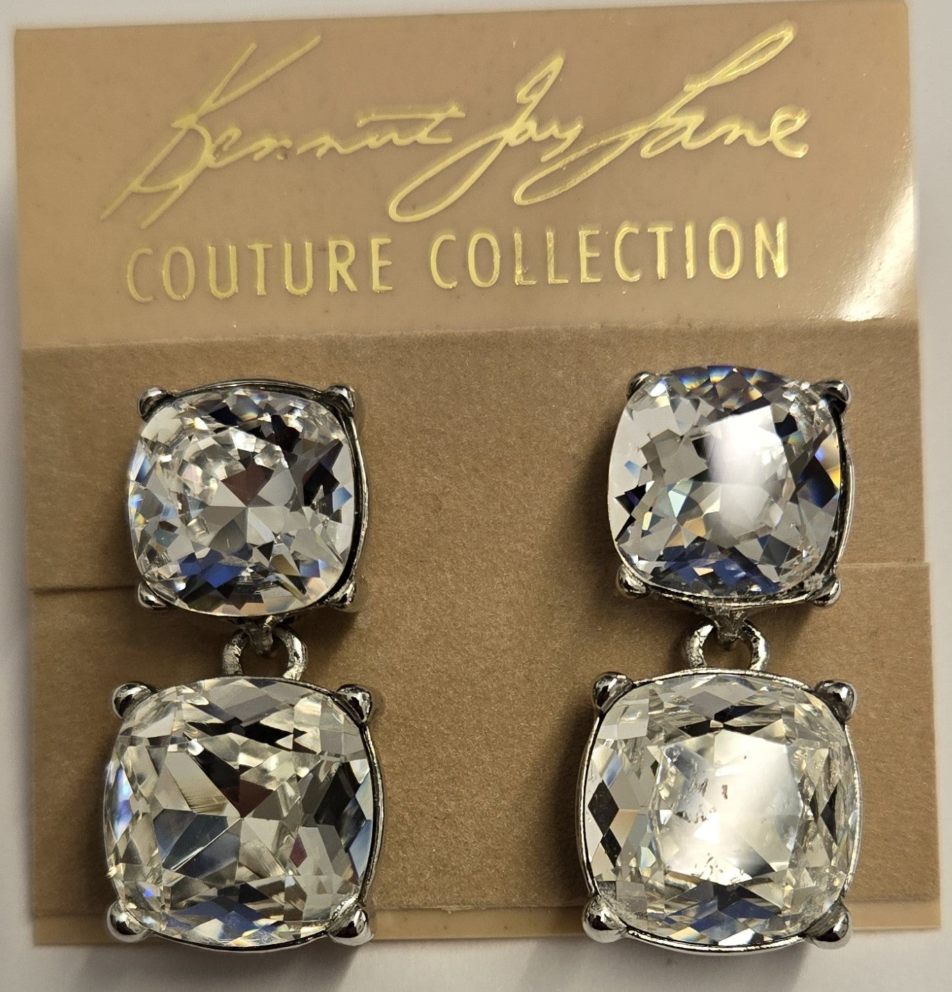 Silver Square Drop Earring Clip