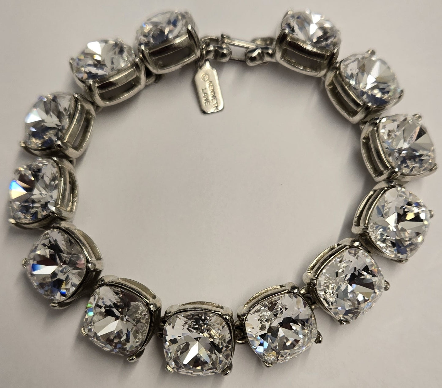 Silver Crystal Stone Link Bracelet