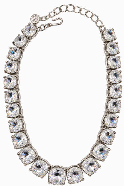 Silver/Crystal Graduated Stone Headlight Necklace