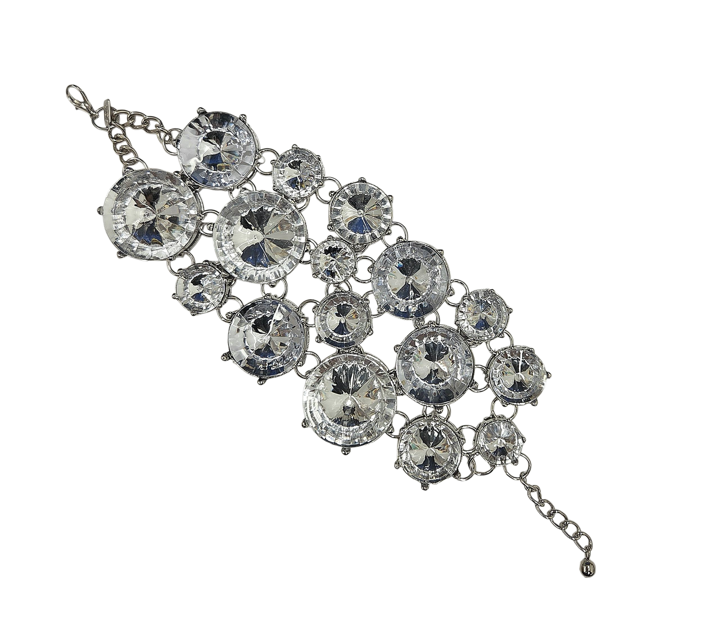 Graduated Silver Crystal Bracelet
