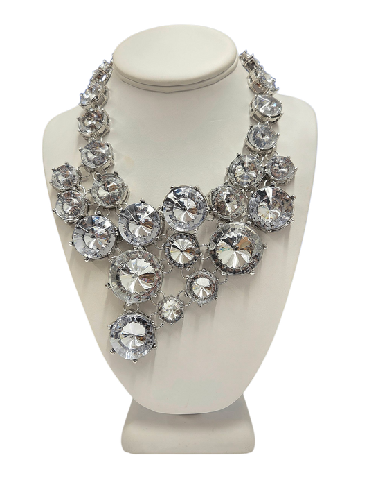 Graduated Silver Crystal Necklace