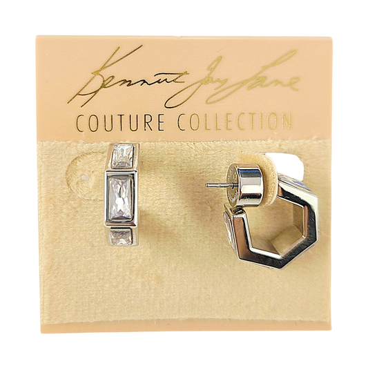 Silver Crystal Hoop Earring