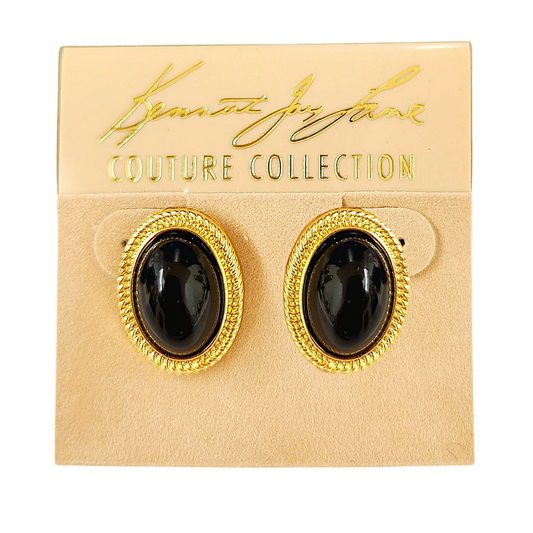 Black Oval Center Earring