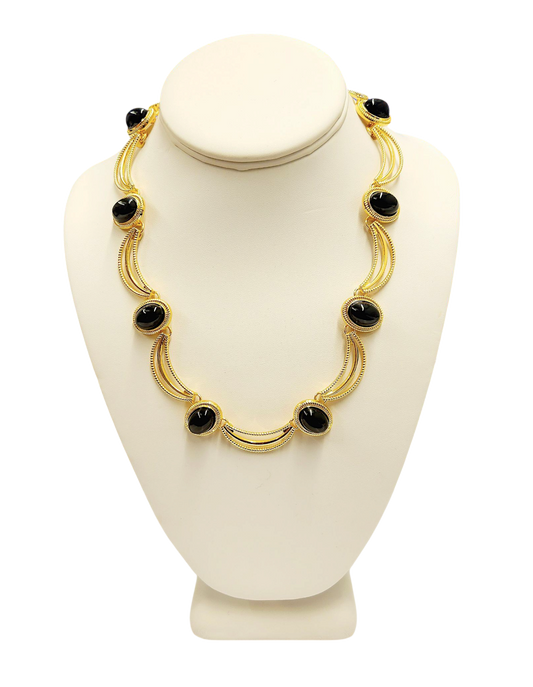 Gold with Black Oval Center Necklace