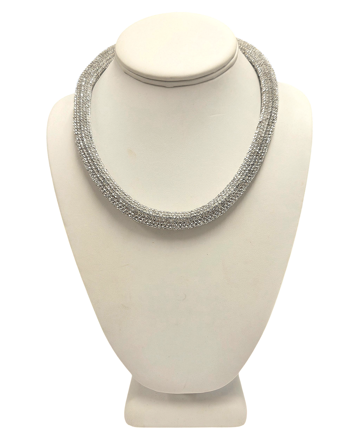 Silver Crystal Tube Necklace