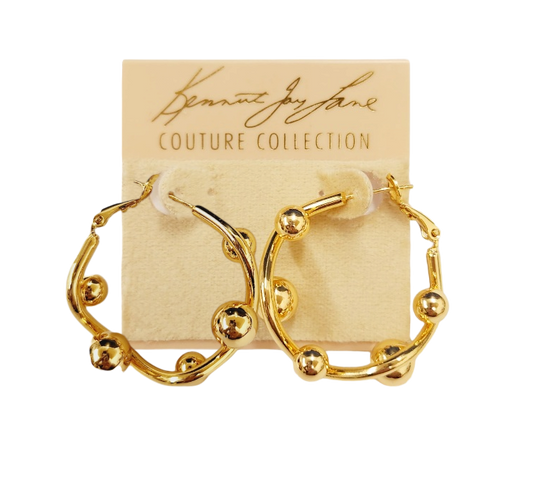 Gold Balls Hoop Pierced Earring