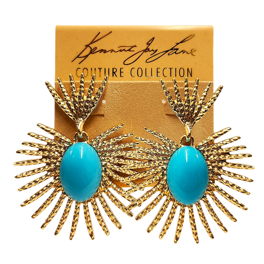 Gold Turquoise Fan Earring